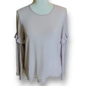 Lush lilac sheer crew neck pullover blouse. EC. Size medium